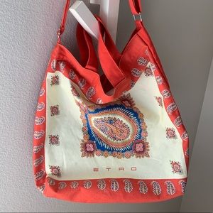 Etro Orange Canvas Bag